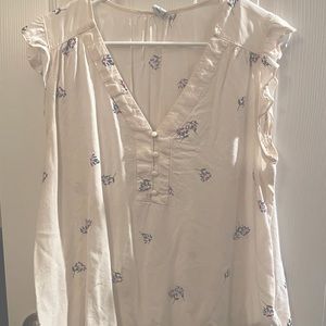 Cream Colored Flower Blouse